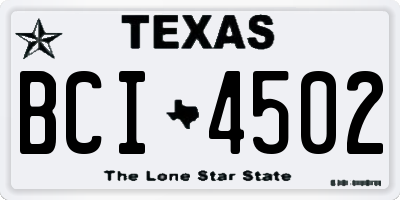 TX license plate BCI4502