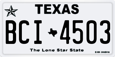TX license plate BCI4503