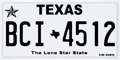 TX license plate BCI4512