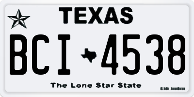 TX license plate BCI4538