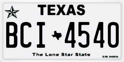 TX license plate BCI4540
