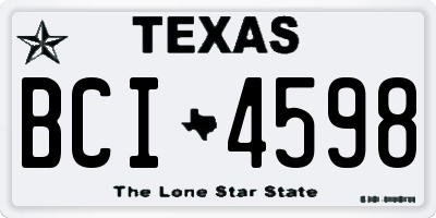 TX license plate BCI4598
