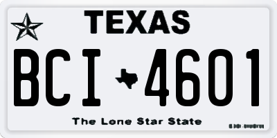 TX license plate BCI4601