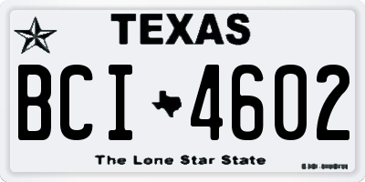 TX license plate BCI4602