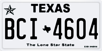 TX license plate BCI4604