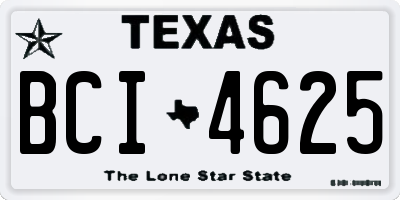 TX license plate BCI4625