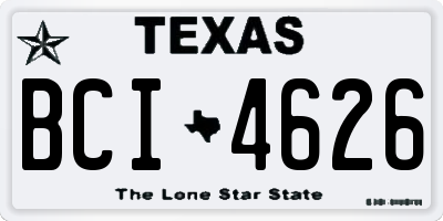 TX license plate BCI4626