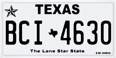 TX license plate BCI4630
