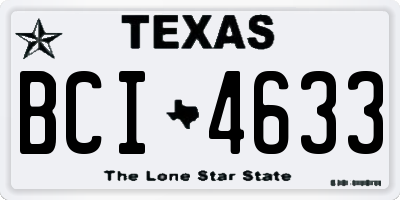 TX license plate BCI4633