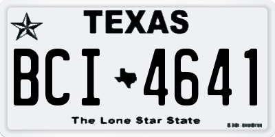 TX license plate BCI4641