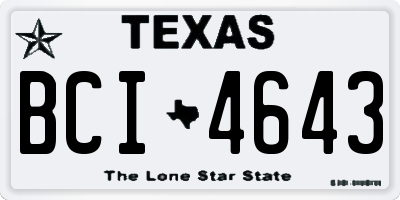 TX license plate BCI4643