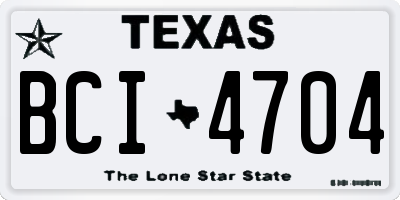 TX license plate BCI4704