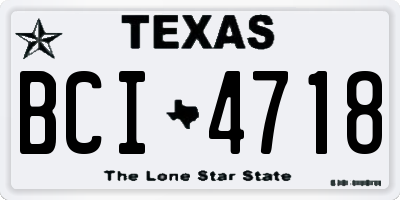 TX license plate BCI4718