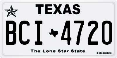 TX license plate BCI4720