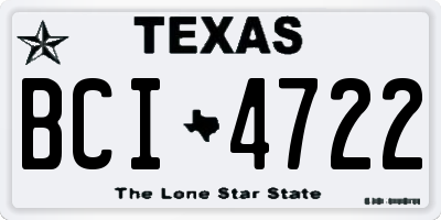 TX license plate BCI4722