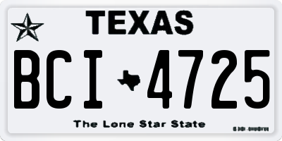 TX license plate BCI4725
