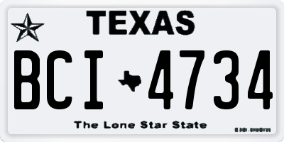 TX license plate BCI4734