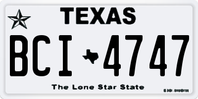 TX license plate BCI4747