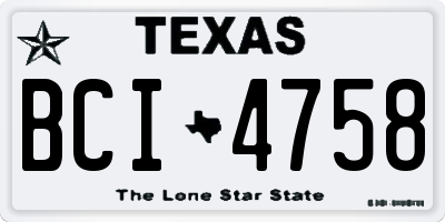 TX license plate BCI4758