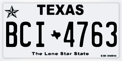 TX license plate BCI4763