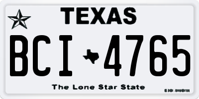 TX license plate BCI4765