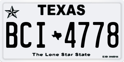 TX license plate BCI4778