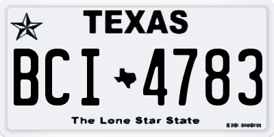 TX license plate BCI4783