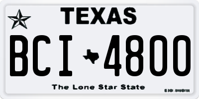 TX license plate BCI4800