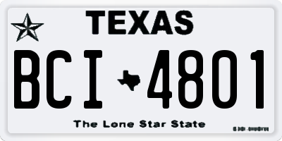 TX license plate BCI4801