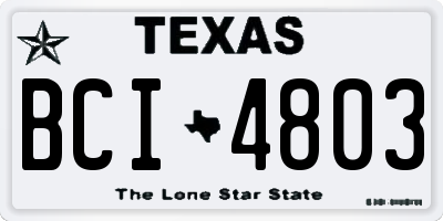 TX license plate BCI4803