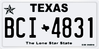 TX license plate BCI4831
