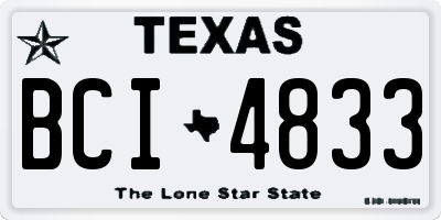 TX license plate BCI4833