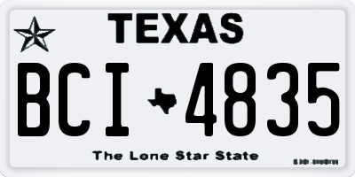 TX license plate BCI4835