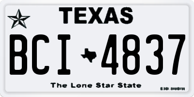 TX license plate BCI4837