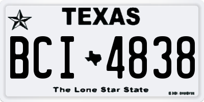 TX license plate BCI4838