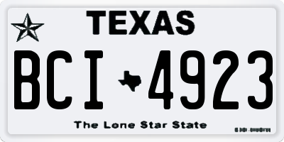 TX license plate BCI4923