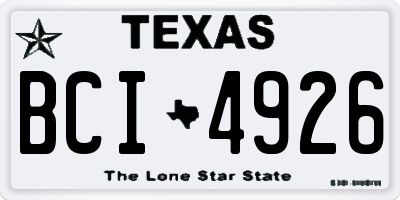 TX license plate BCI4926