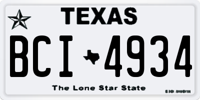 TX license plate BCI4934