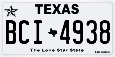 TX license plate BCI4938
