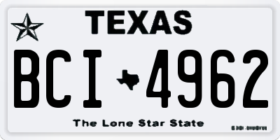 TX license plate BCI4962