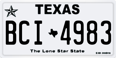 TX license plate BCI4983