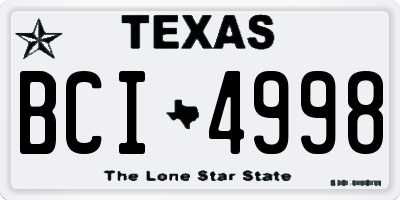 TX license plate BCI4998