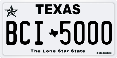 TX license plate BCI5000