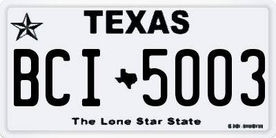 TX license plate BCI5003