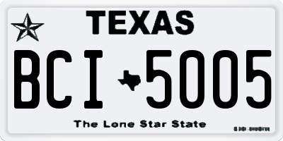 TX license plate BCI5005