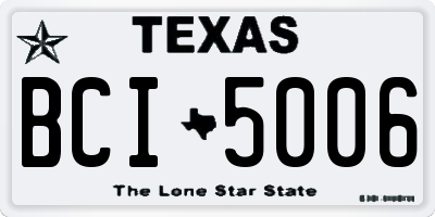 TX license plate BCI5006