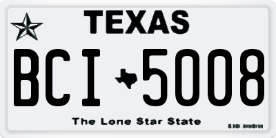 TX license plate BCI5008