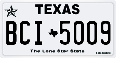 TX license plate BCI5009