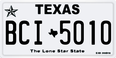TX license plate BCI5010