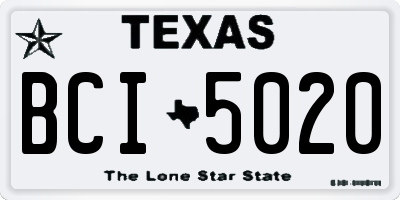 TX license plate BCI5020